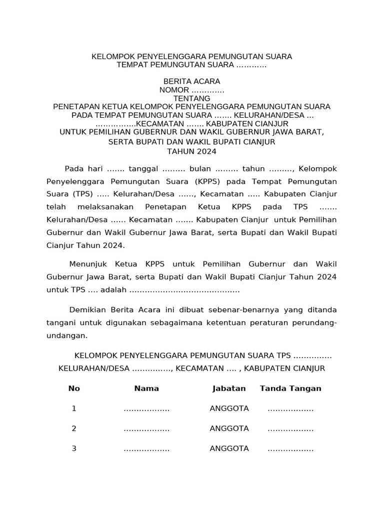 0 Ba KPPS Ketua KPPS | PDF