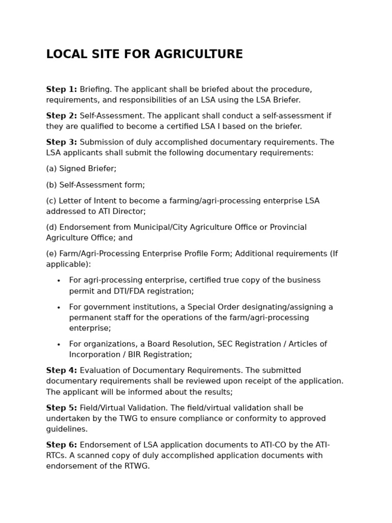 LSA Registration Process in Agriculture | PDF | Law
