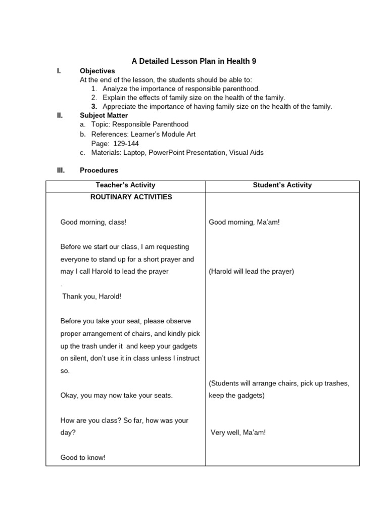 LP Health 3 | PDF | Parenting | Parent