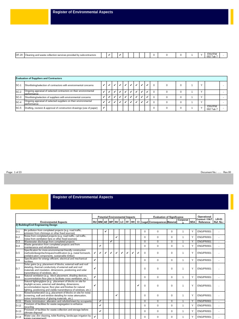 Environmental Aspects Register Guide | PDF | Window | Building Insulation