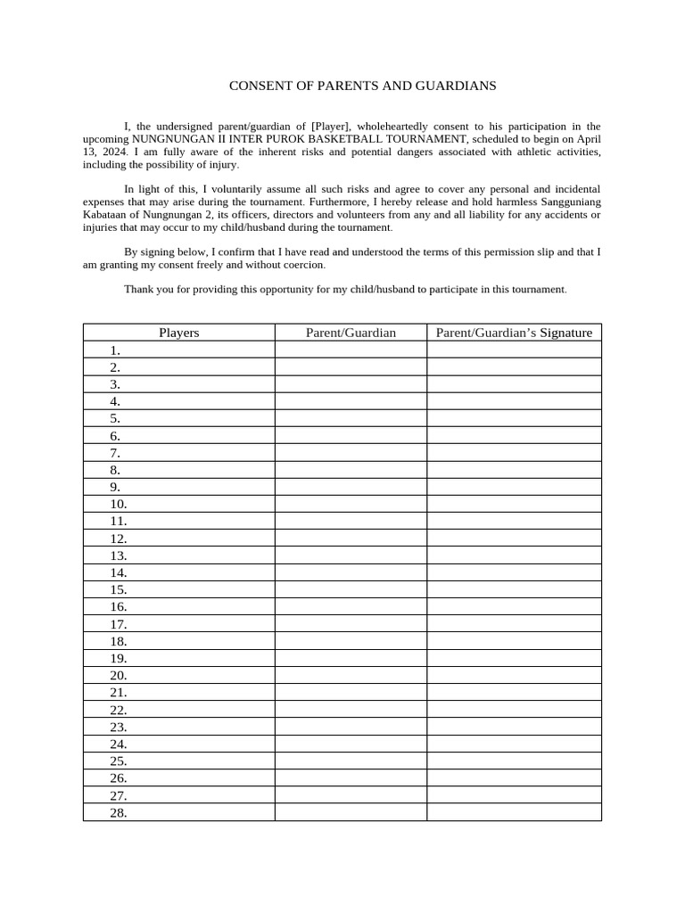 Consent of Parents and Guardians | PDF