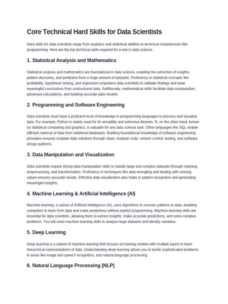 Core Technical Hard Skills For Data Scientists | PDF | Data Science | Data