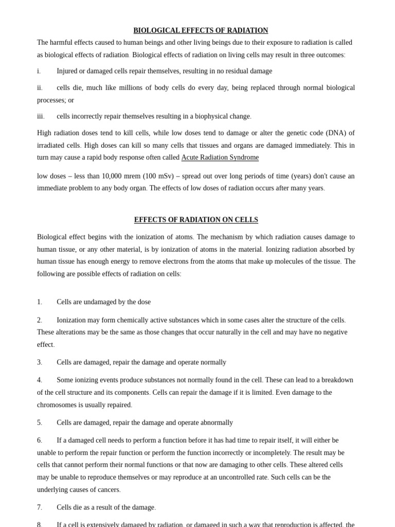 Biological Effects of Radiation | PDF | Acute Radiation Syndrome ...
