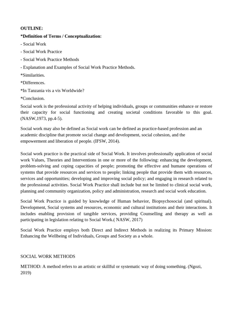 Direct and Indirect Social Work Methods | PDF | Social Work | Psychotherapy