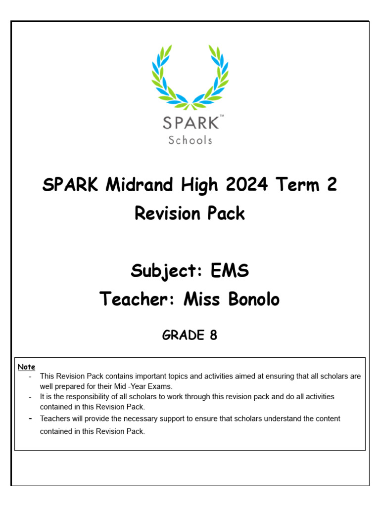 Grade 8 EMS Term 2 Revision Pack | PDF | Equity (Finance) | Taxes