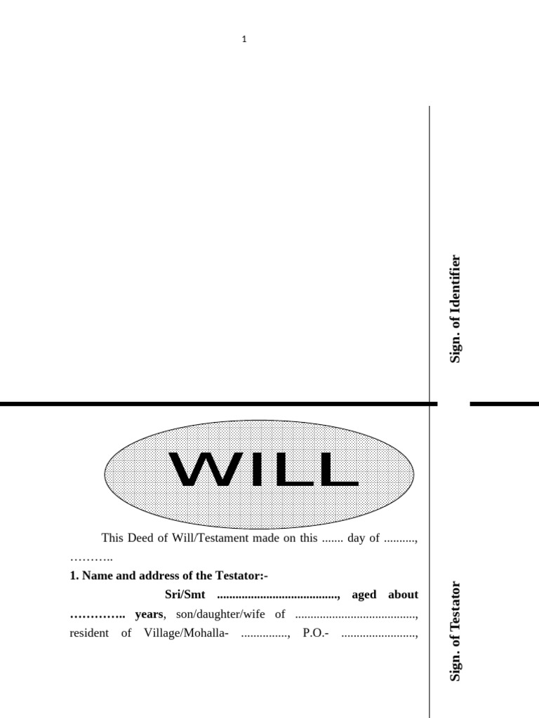 Legal Deed of Will Template | PDF | Will And Testament | Inheritance