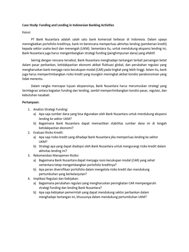 Strategi Funding dan Lending Bank Nusantara | PDF