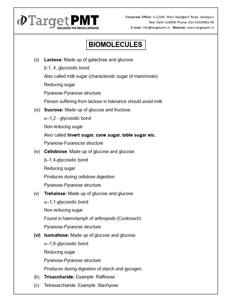 L17 Notes Biomolecules | PDF
