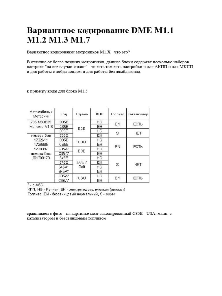 Code Variants DME Motronic | PDF