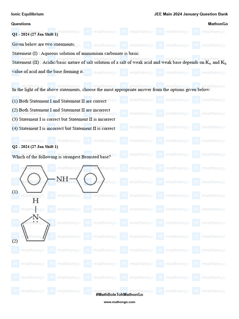 Day 4 Ionic Equilibrium Pdf Acid Salt Chemistry