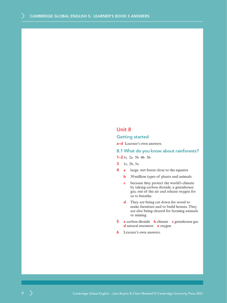 CAMBRIDGE GLOBAL ENGLISH GRADE 4 WORKBOOK ANSWERS visual data 8