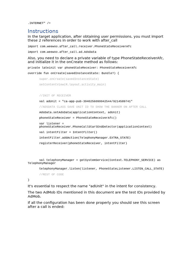 Implement After Call Ads in Android | PDF