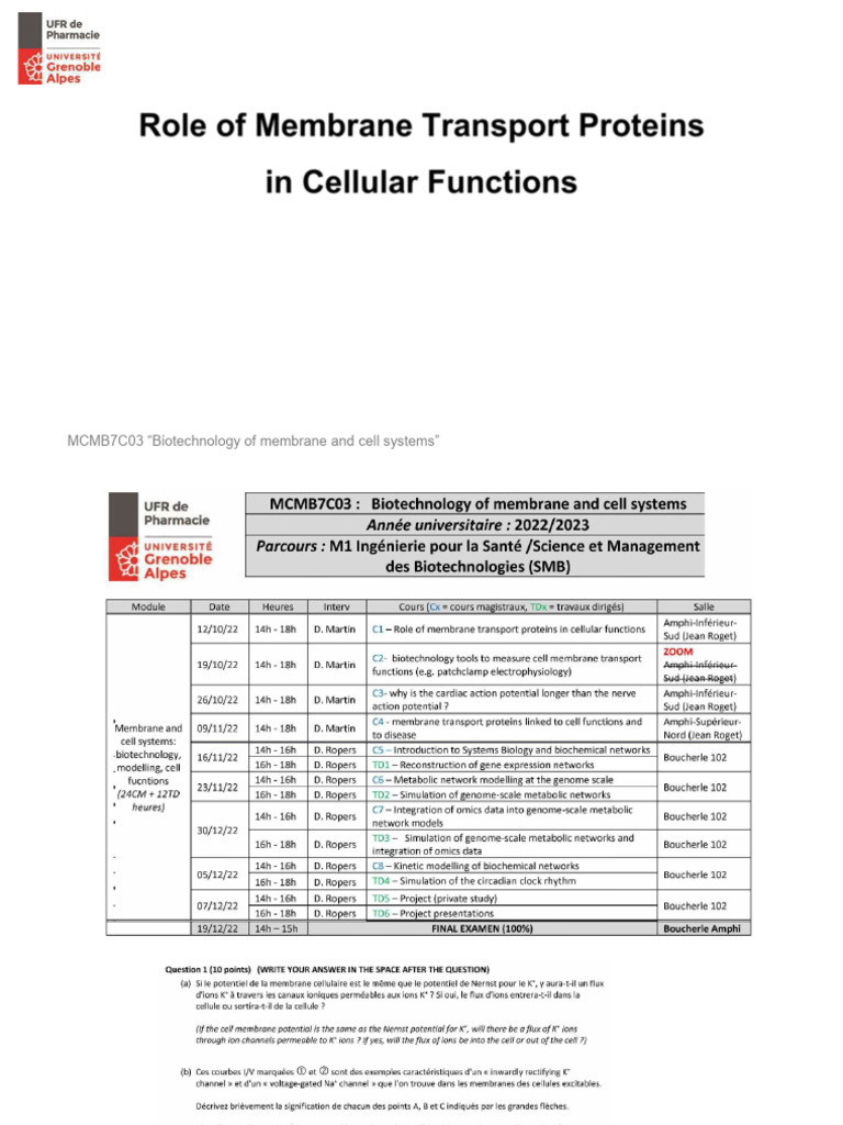 Membrane Proteins in Cell Function | PDF | Osmosis | Cell Membrane