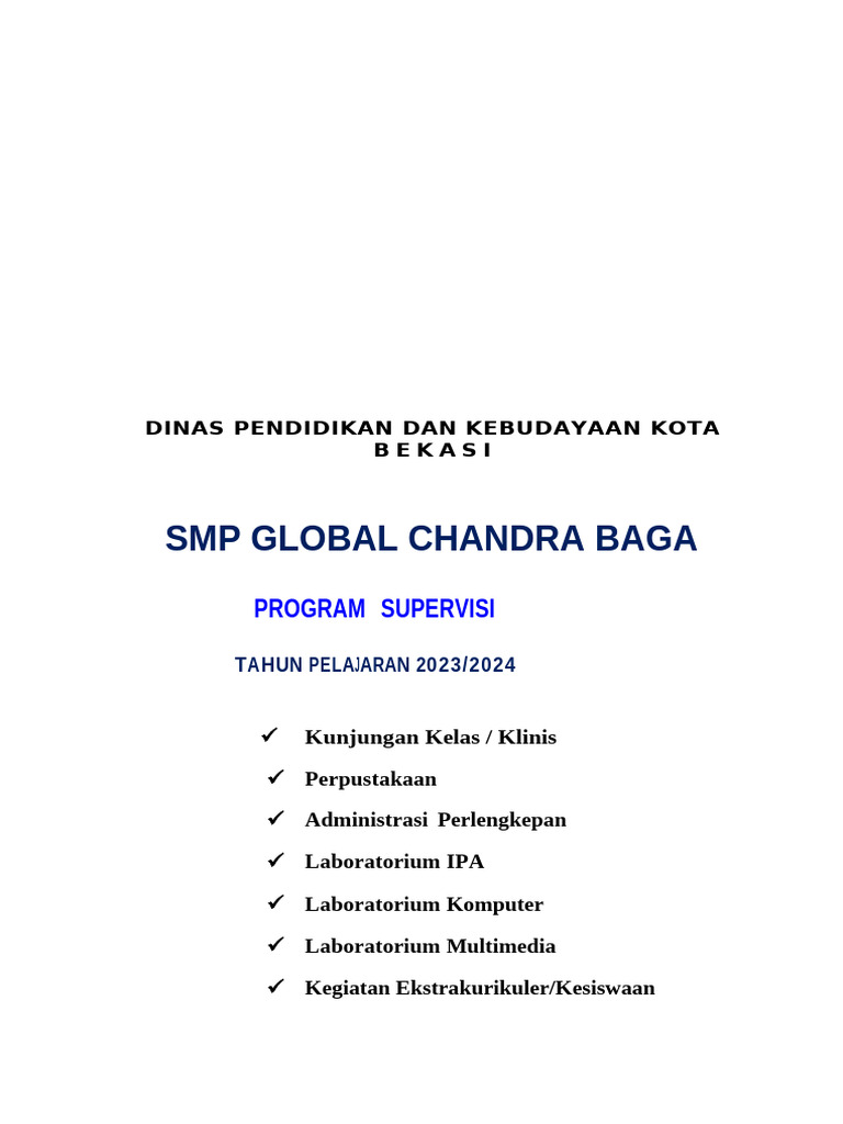 Program Supervisi SMP Global Chandra Baga | PDF | Pengembangan Diri