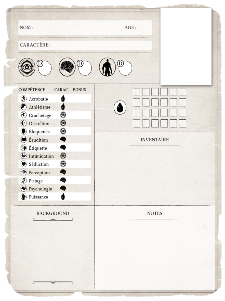 Personnages pour RPG Arkham | PDF