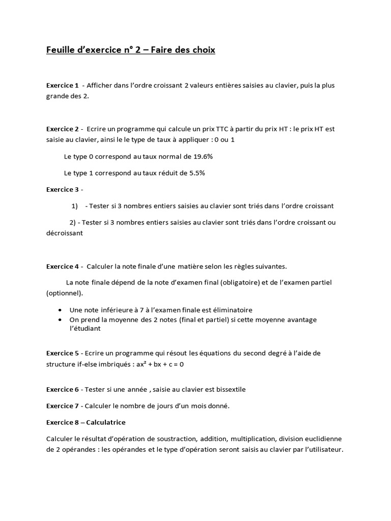 Exercices de programmation en Python | PDF | Méthodes et références ...