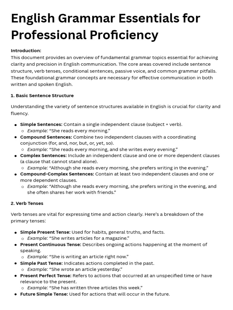 English Grammar Essentials Overview | PDF | Grammatical Tense | Verb