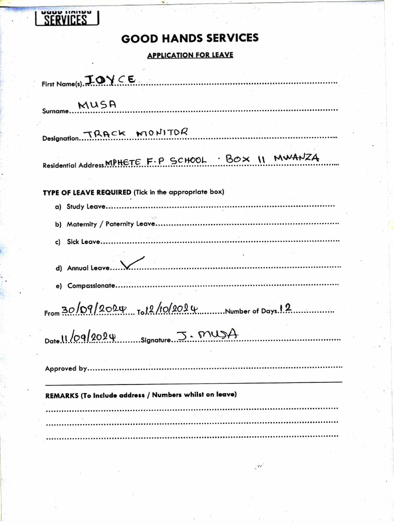 Leave Form 2 | PDF