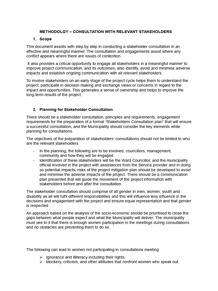 Methodolgy For Stakeholders Consultation | PDF | Information ...