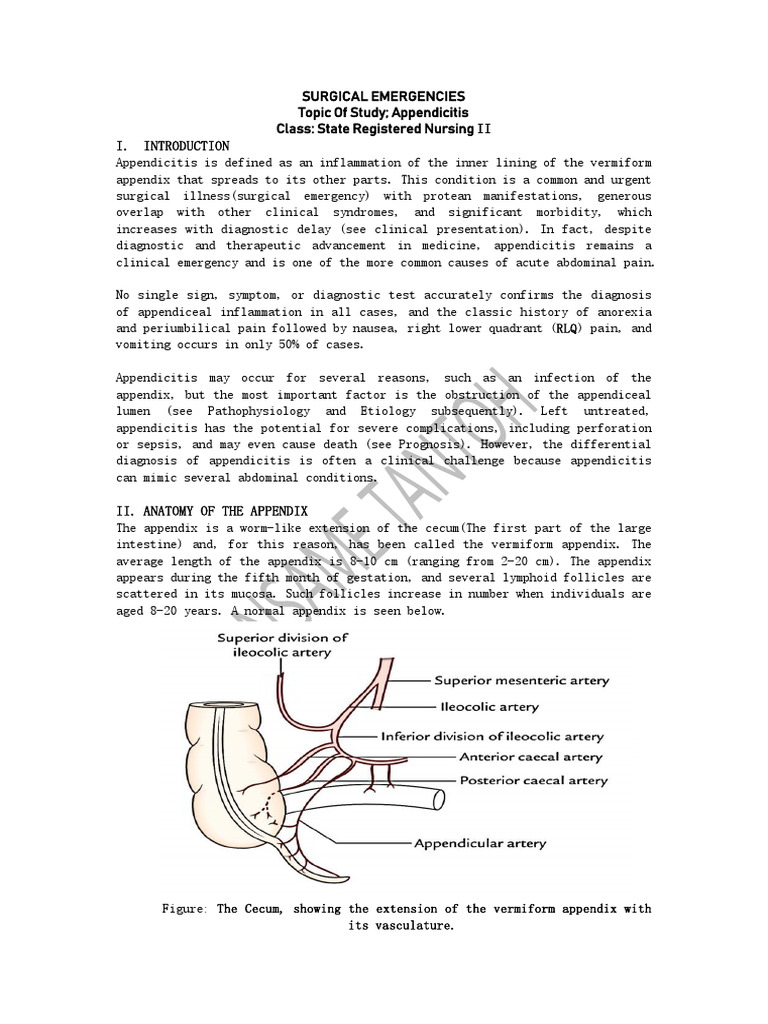 APPENDICITIS (Surgical Emergency) | PDF | Surgery | Clinical Medicine