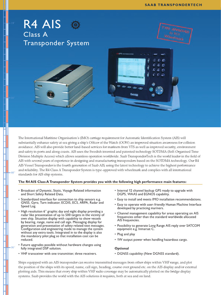 R4 Ais: Class A Transponder System | PDF | Wireless ...
