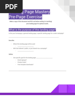 Landing Page Mastery - Pre-Page Exercise Template