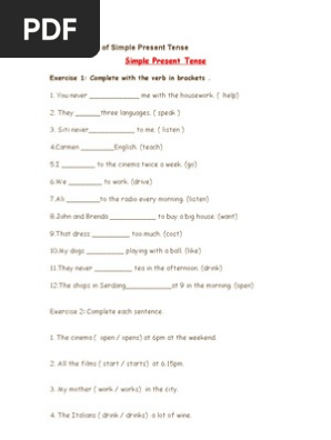 155 Exercises of Simple Present Tense