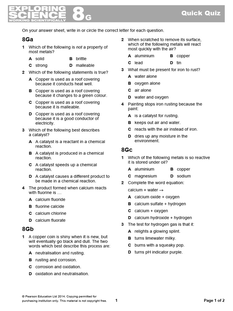 8G Quick Quiz | PDF | Rust | Iron