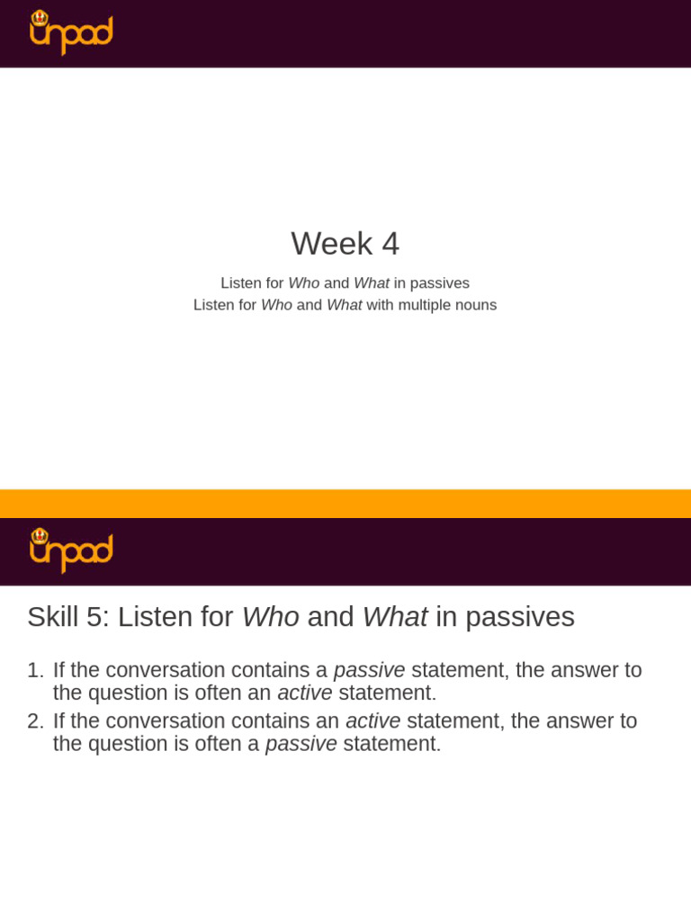 Listening Skills Who And What In Passives Pdf