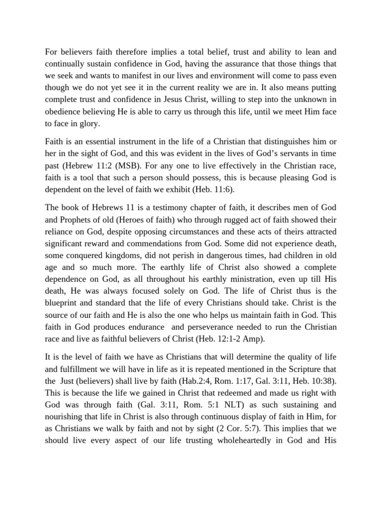 Faith Means Confidence | PDF | Faith | God