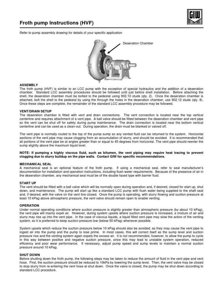 Froth Pump HVF Assembly Guide | PDF | Pump | Valve