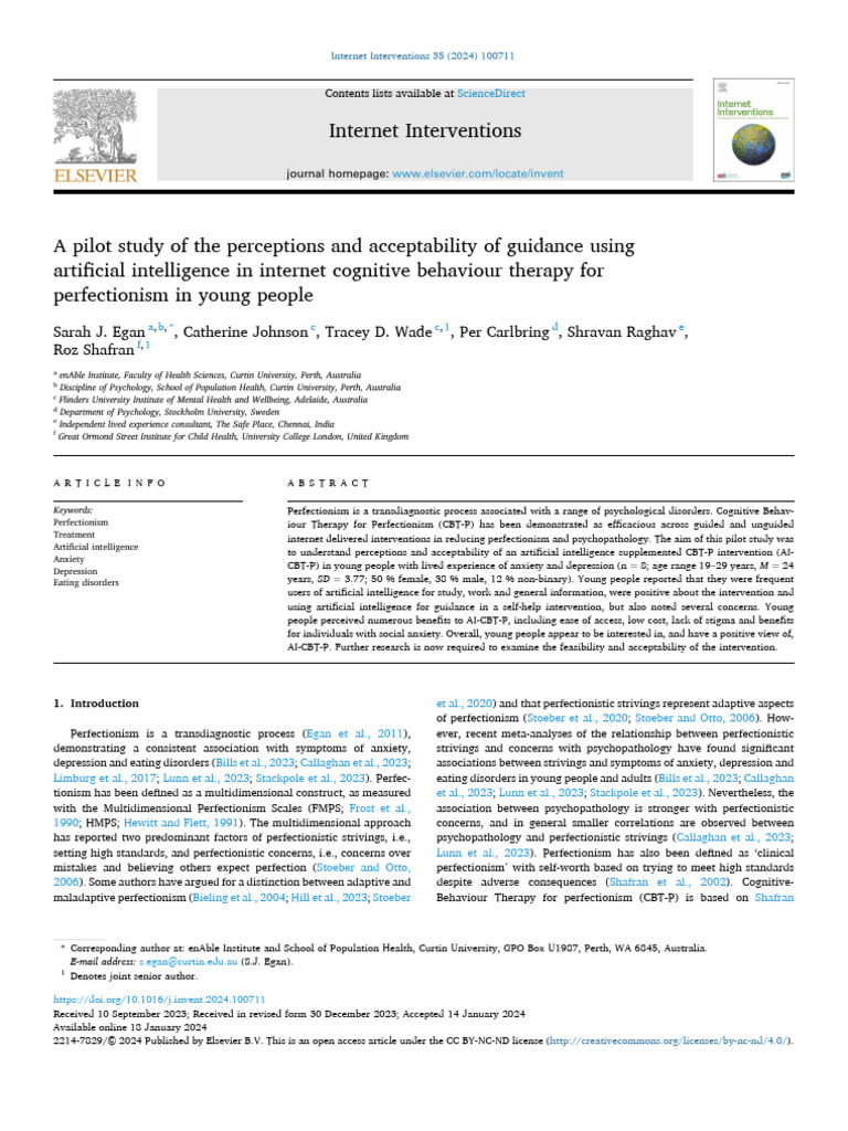 A Pilot Study of The Perceptions and Acceptability | PDF ...
