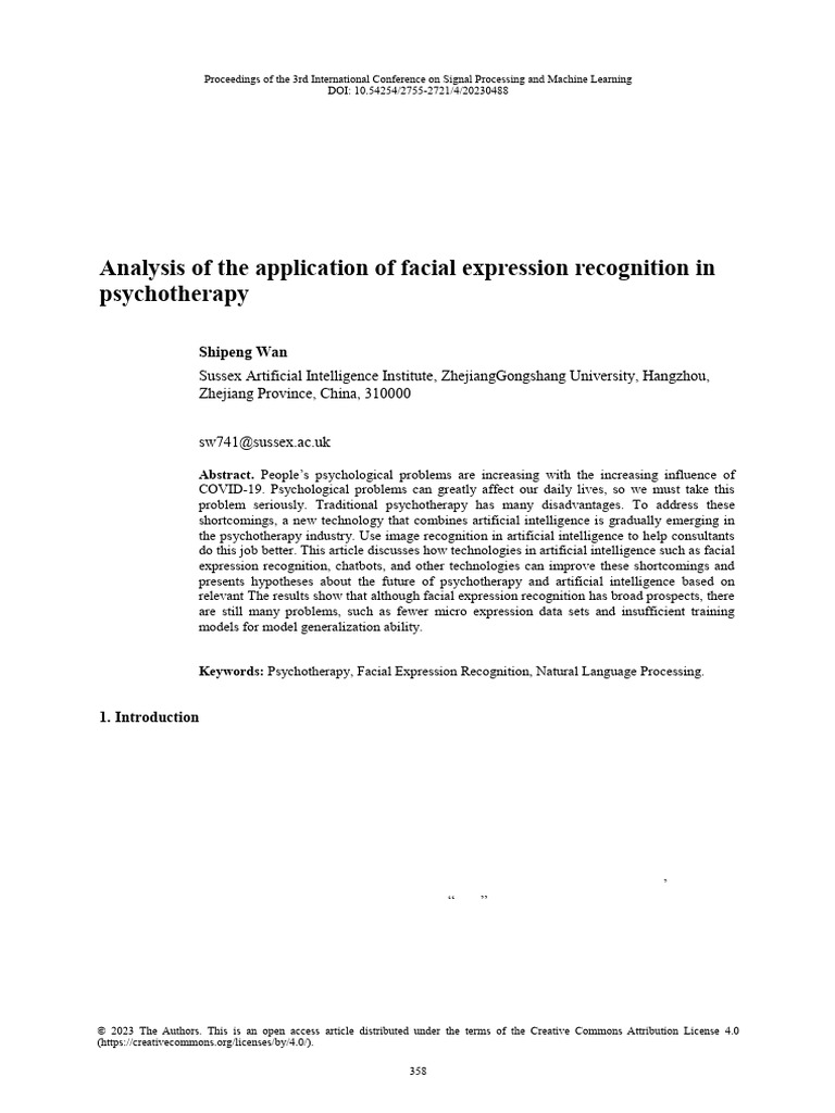 Facial Expression Recognition in Psychotherapy | PDF | Psychotherapy ...