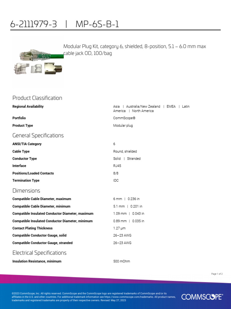 Category 6 Shielded Modular Plug Kit | PDF | Electrical Connector ...