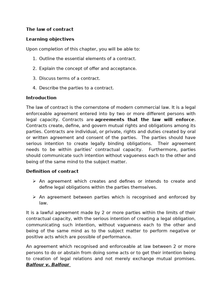 Essentials of a Legal Contract | PDF | Offer And Acceptance | Consent