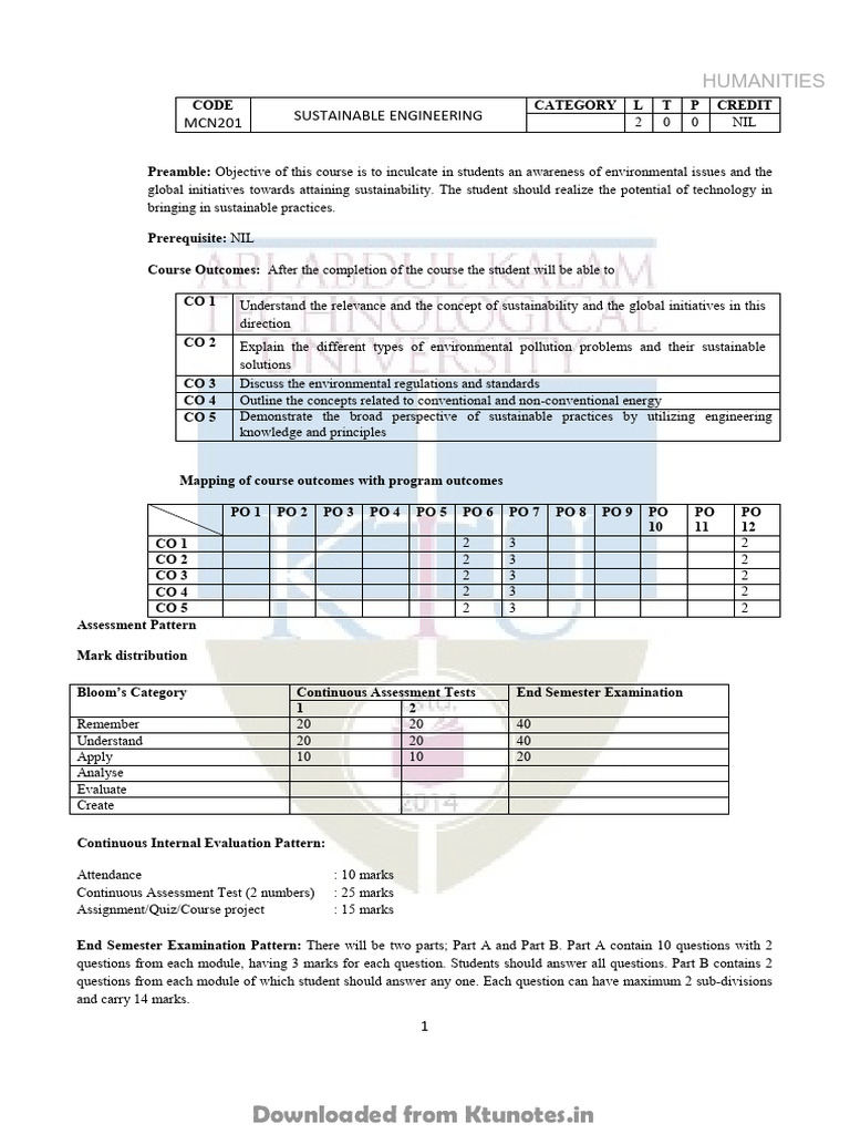 Sustainable Engineering Course Overview | PDF | Sustainability | Life ...