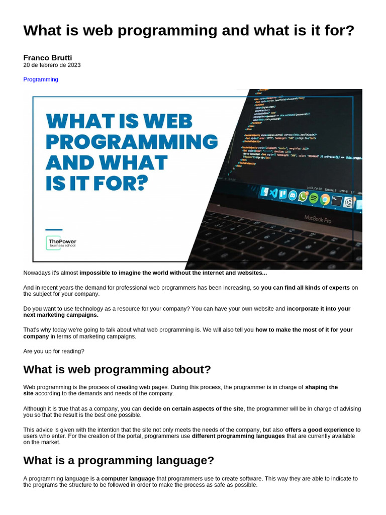 What Is Web Programming and What Is It For | PDF | Search Engine ...