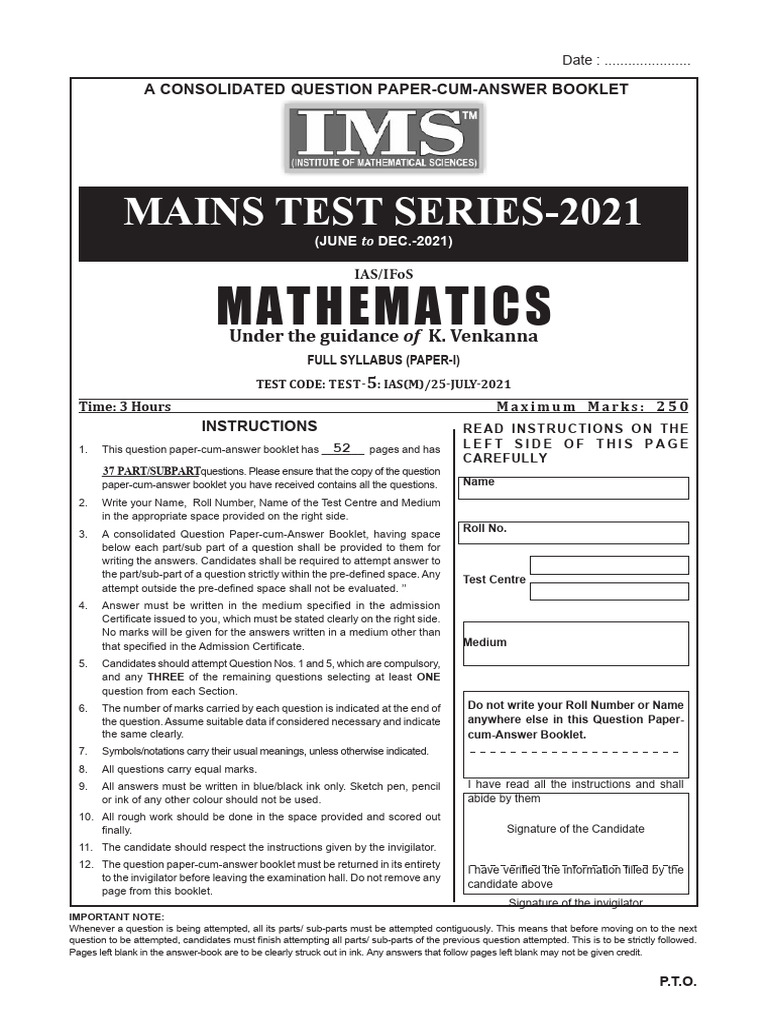 IAS Mathematics Exam Guide | PDF | Mathematical Objects | Mathematical ...