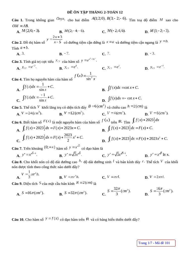 Toán 12-Điệp | PDF