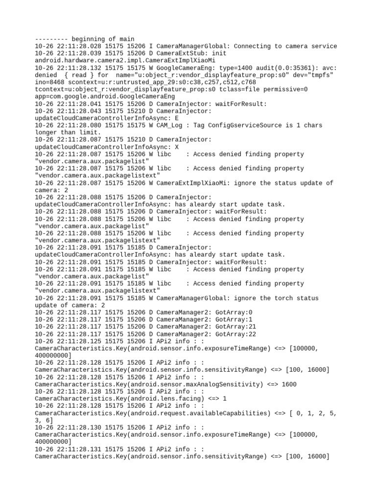 Camera Service Connection Logs | PDF | Software | System Software