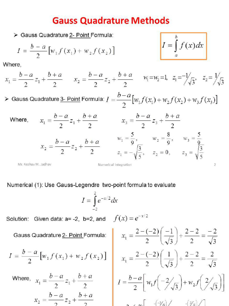 Problems On Gauss Quadrature 2-Point and 3-Point Formula-Các Trang Đã ...