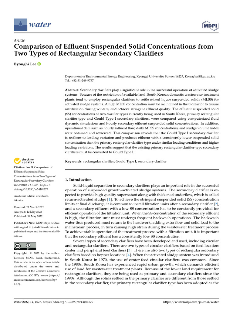 Comparison of Effluent Suspended Solid Concentrations From Two Types of ...