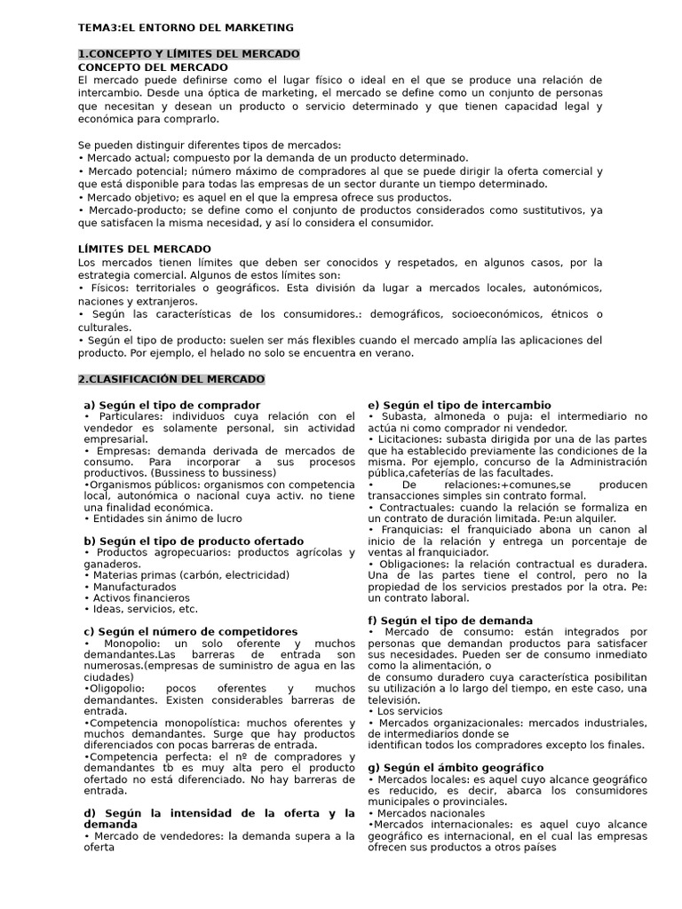 Entorno del Marketing y Tipos de Mercado | PDF | Análisis FODA ...