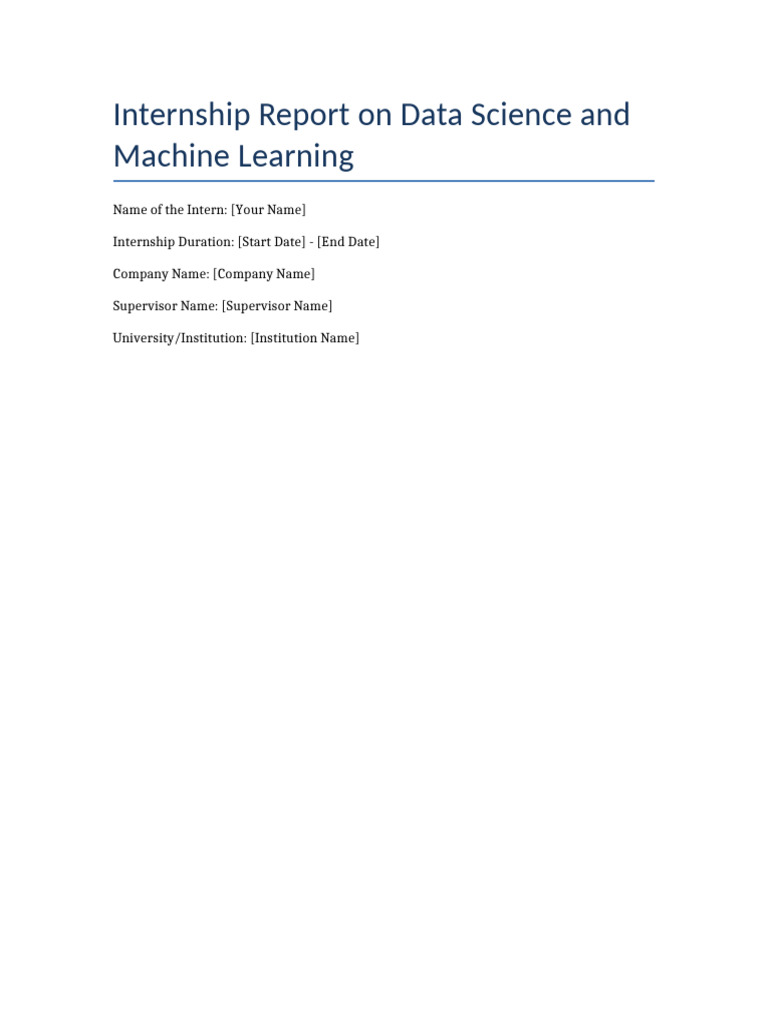 Data Science Internship Report | PDF | Data Science | Machine Learning