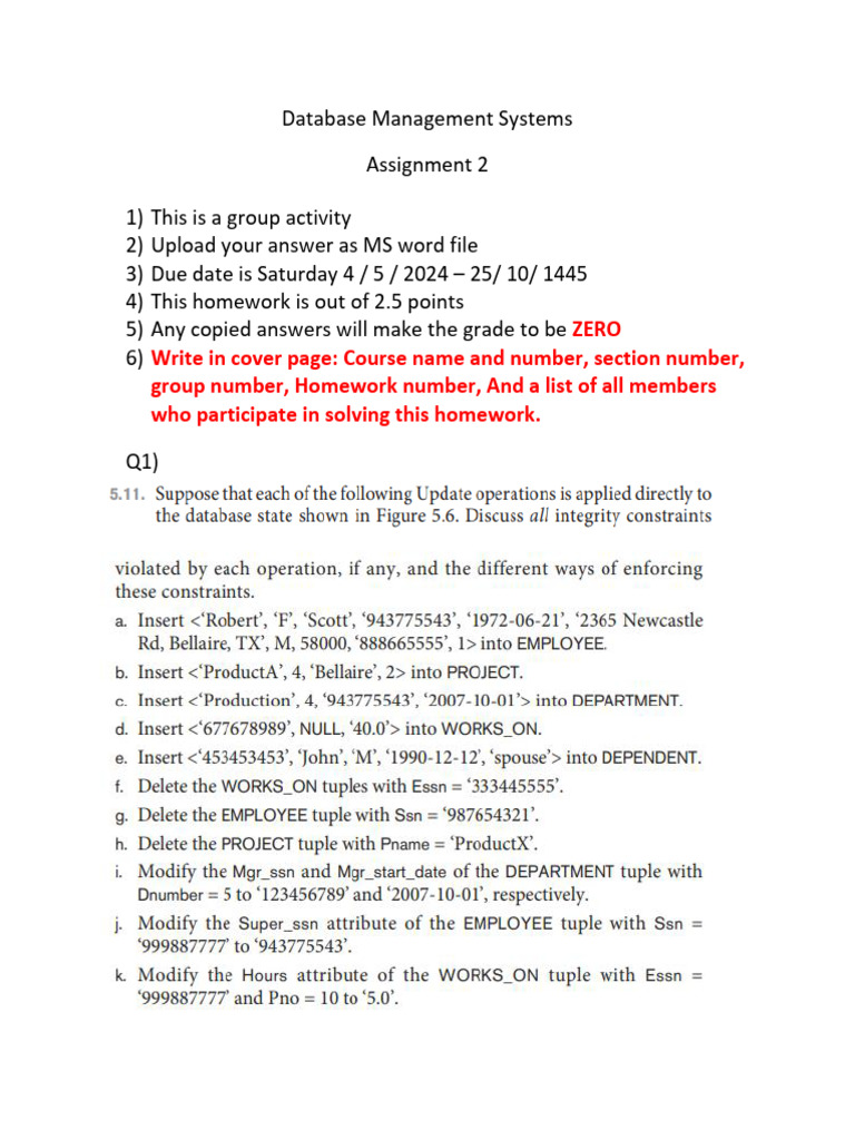 Database Management Systems Assignment 2 | PDF