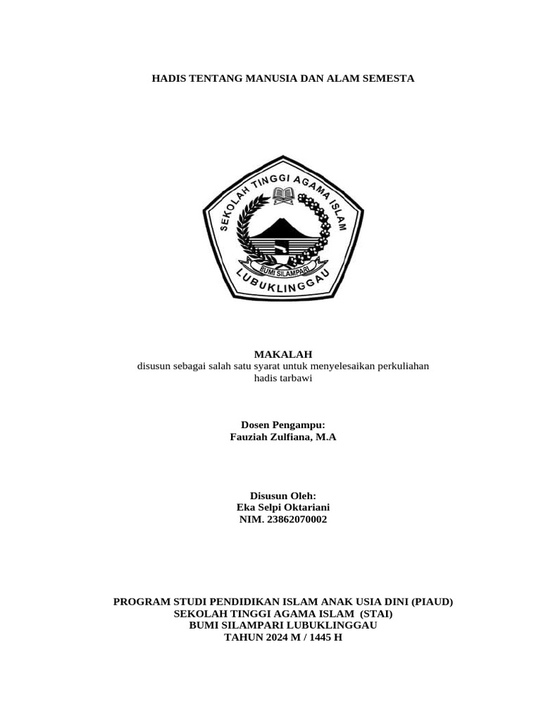 Hadis Manusia dan Alam Semesta | PDF | Agama & Spiritualitas