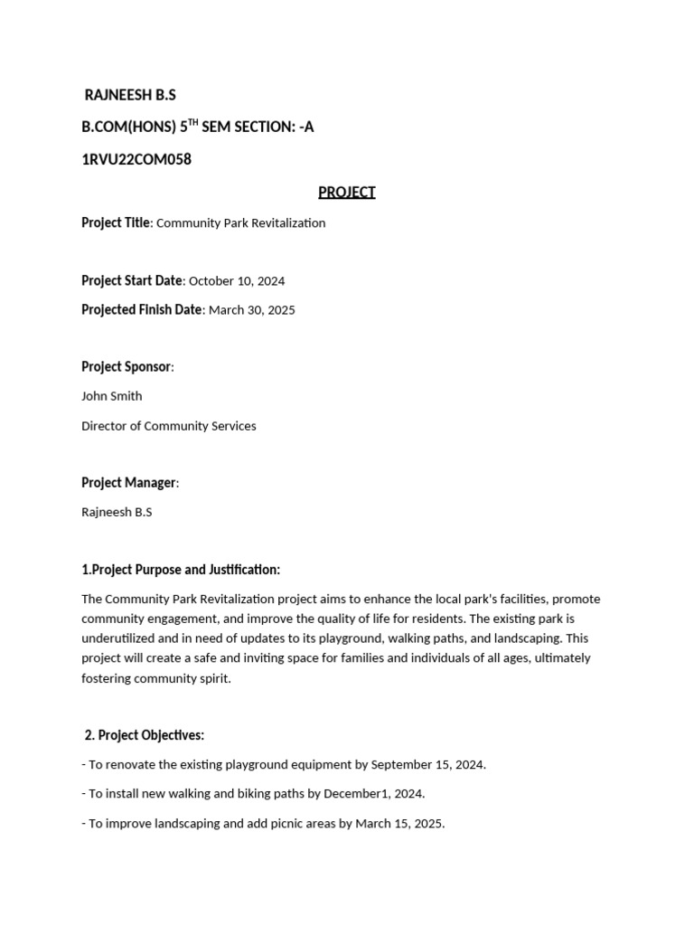 Community Park Revitalization Project | PDF | Parks