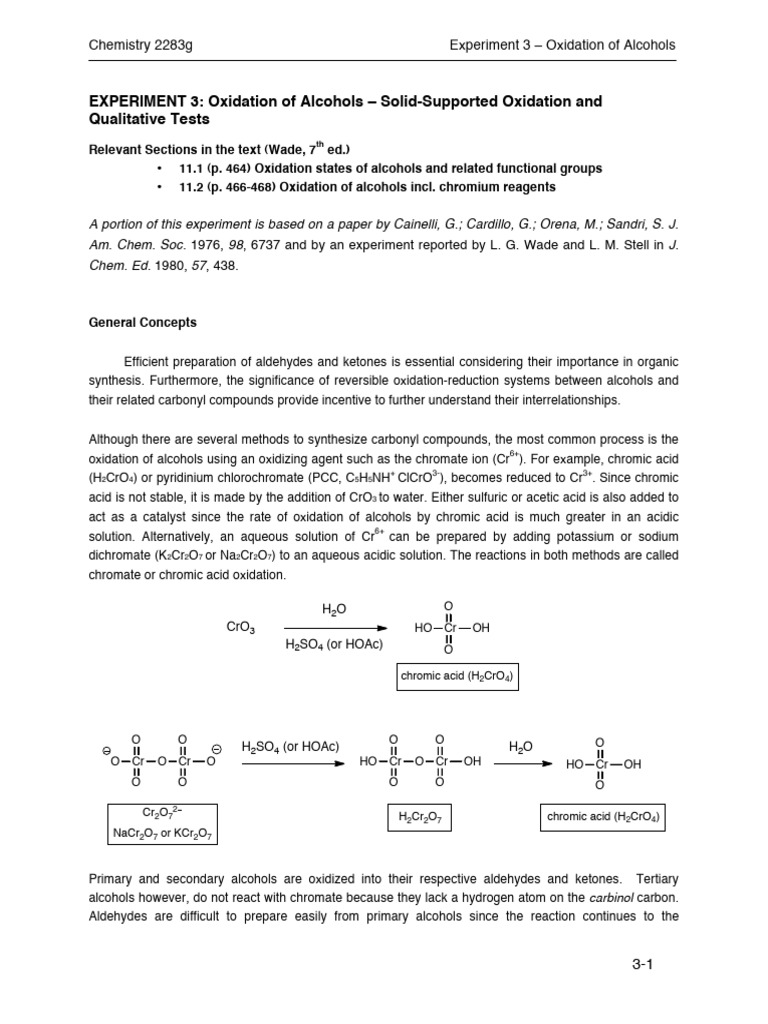 Alcohol Oxidation Experiment Guide | PDF | Aldehyde | Thin Layer ...