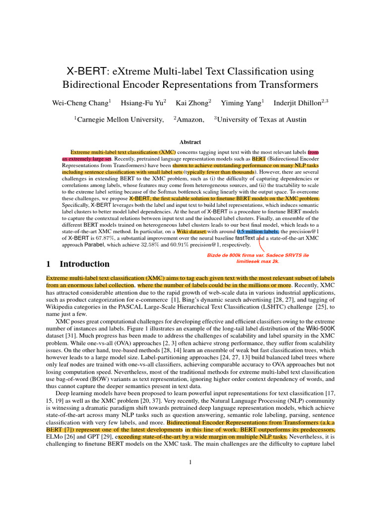 X Bert Extreme Multi Label Text Classification Using Bidirectional ...