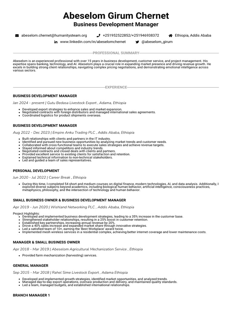 BDM Resume PDF Business Development - 1